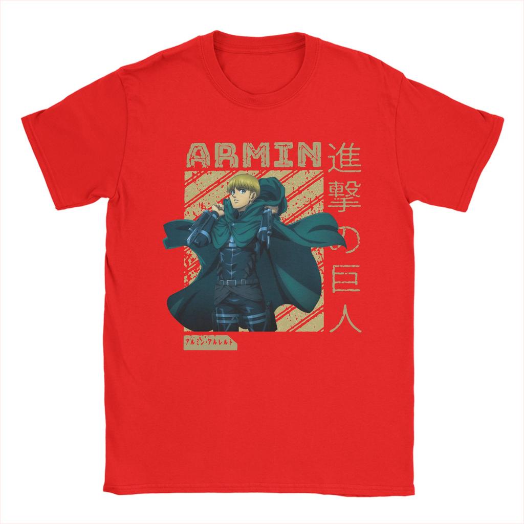 Vintage ARMIN aus Attack on Titan T-Shirts für Herren O-Ausschnitt Reine Baumwolle T-Shirts Anime Kurzarm T-Shirts Grafik Kleidung