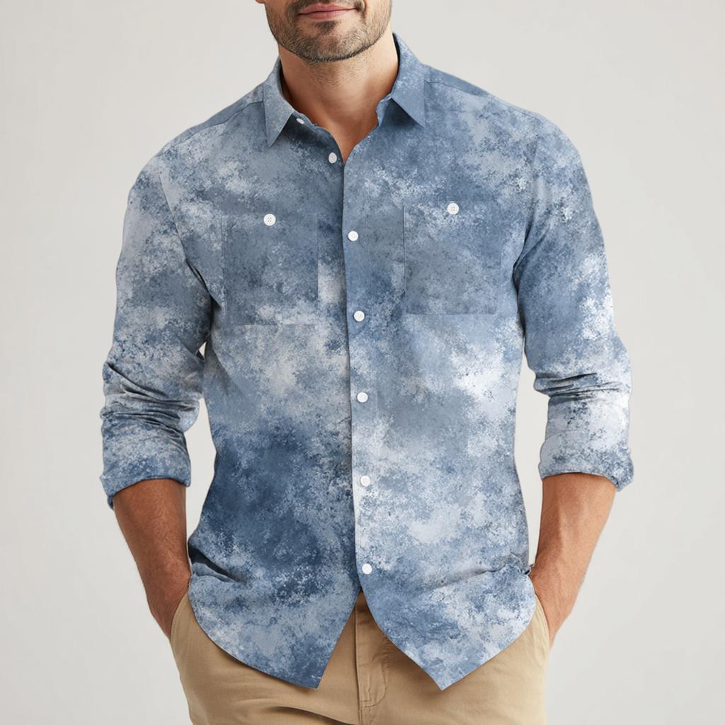 Men's Loose Classic Lapel Multi-pocket Industrial Work Shirt Top