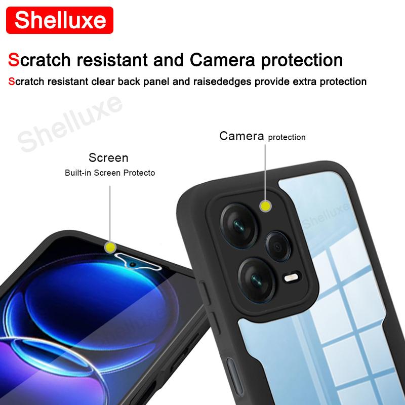 360 Celotělový Průhledný Kryt Shelluxe Přední+Zadní Pro Xiaomi Redmi Note 12 13 Pro Plus + Note12 Note13 5G Silikonový Oboustranný Kryt
