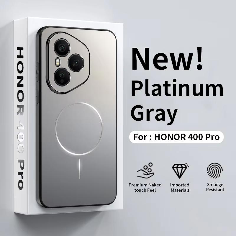 Ultrathin Metallic Paint For Magsafe Magnetic Phone Case For Honor 400 Pro Anti Fall Airbag Bumper Wireless Charge Cover