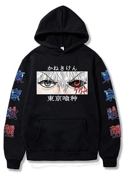 Ghost Graphic Cartoon Japanese Anime Print Pattern Hooded Sweater Male Hoodie Casual Hip-Hop Top