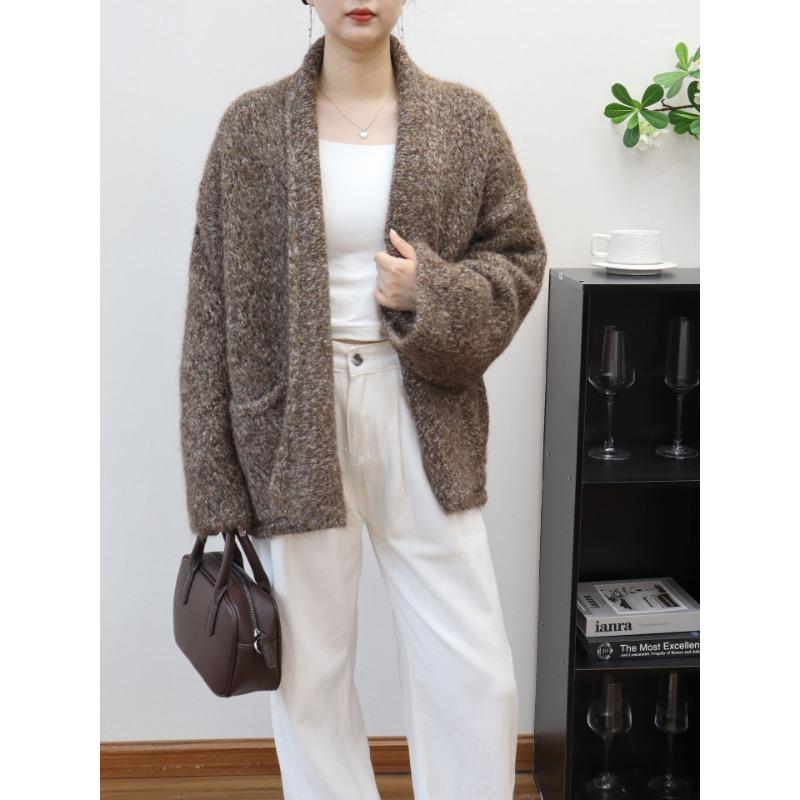 

Осень и зима новый карманный свободный ленивый вязаный кардиган высококлассный темперамент свитер куртка женская One size