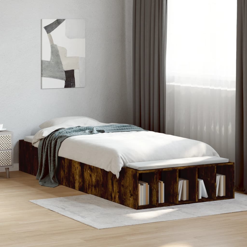 Bed Frame Smoked Oak 75 X 190 Cm Particleboard