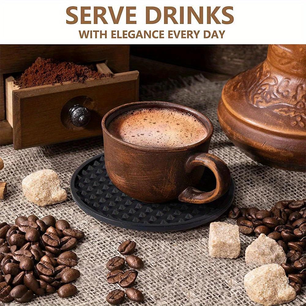 6pcs/set Round Silicone Coasters Desktop Water Cup Anti Scalding And Heat-Insulating Mat Non-Slip Tea Cup Protector Pad