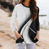 Women's Fashion Casual Round Neck Print 3/4 Sleeve Pocket T-Shirt Top