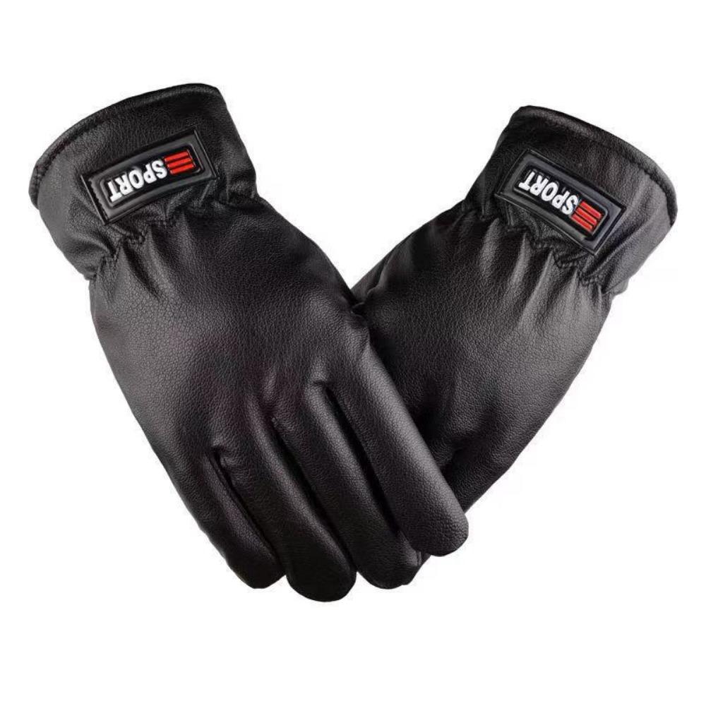 

Большие хлопковые кожаные перчатки против оленьей кожи с сенсорным экраном, теплые, на толстом ворсе, для катания на открытом воздухе, перчатки против оленьей кожи One Size