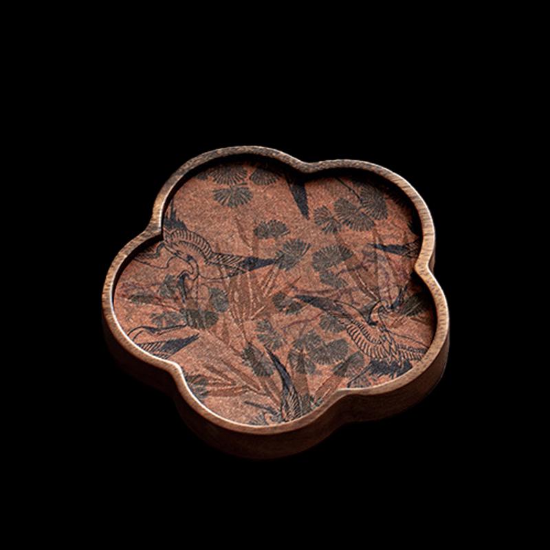 Jingyu Walnut Wood Scalloped Dry Tea Tray