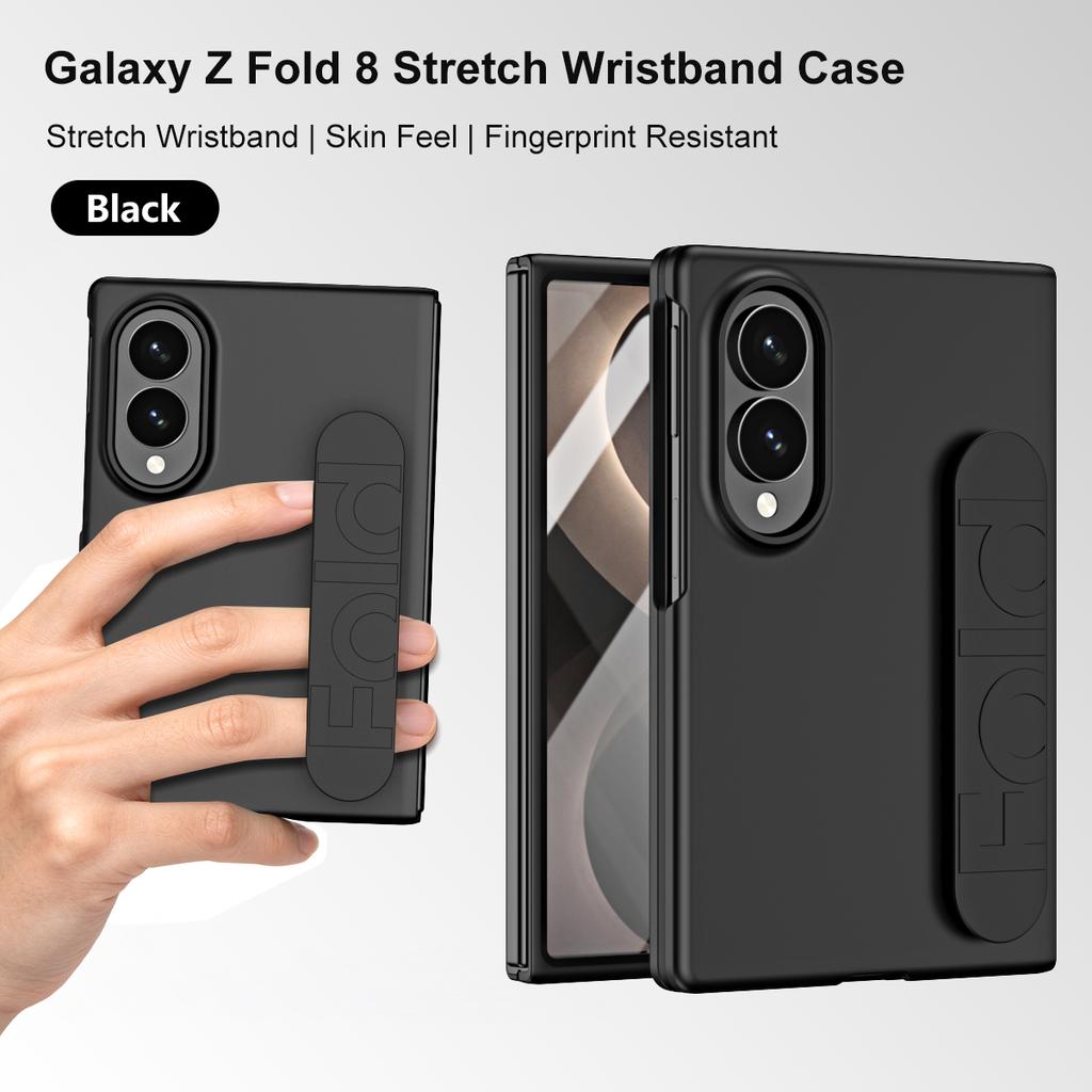 Luxury Soft Silicone Wrist Strap Bracket Case for Samsung Galaxy Z Fold 8 Ultra Fold 7 6 5 4 3 Thin Matte Hard Shockproof Cover