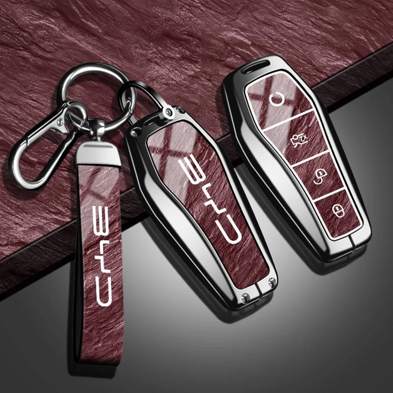 Zinc Alloy TPU Car Key Case Cover Shell For BYD Song Plus Atto 3 Han EV Tang DM Qin Seal Dolphin Fob Holder Keychain Accessories