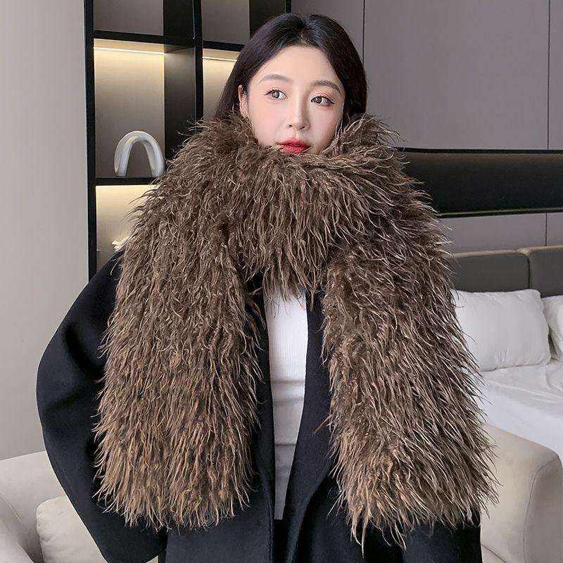 New Fashionable Effortless Retro-style Oversized Scarf - Women's Double-sided Thickened Plush Neck Warmer for Winter Women's Scarves