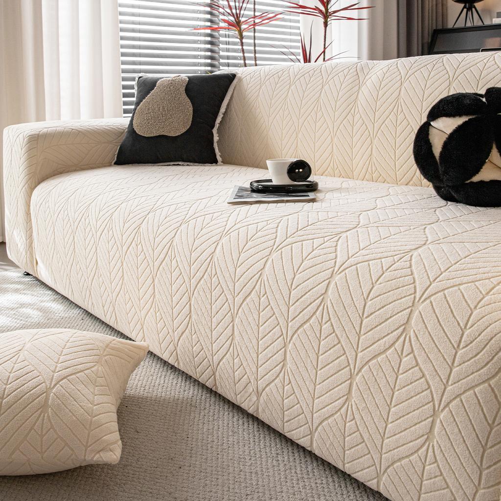 Neue Retro-Stil Polarfleece Sofabezug und Spannbezug Kombination Rutschfest Verdickter Stoff Sofakissen