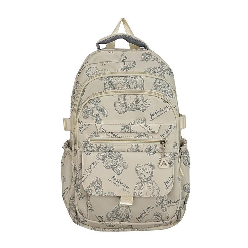 School bag girls junior high school print bear design backpack 2025 new outdoor sports backpack fashion travel bag