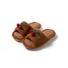 Cherry open cotton slippers ins warm fluffy slippers cherry contrasting plush slippers