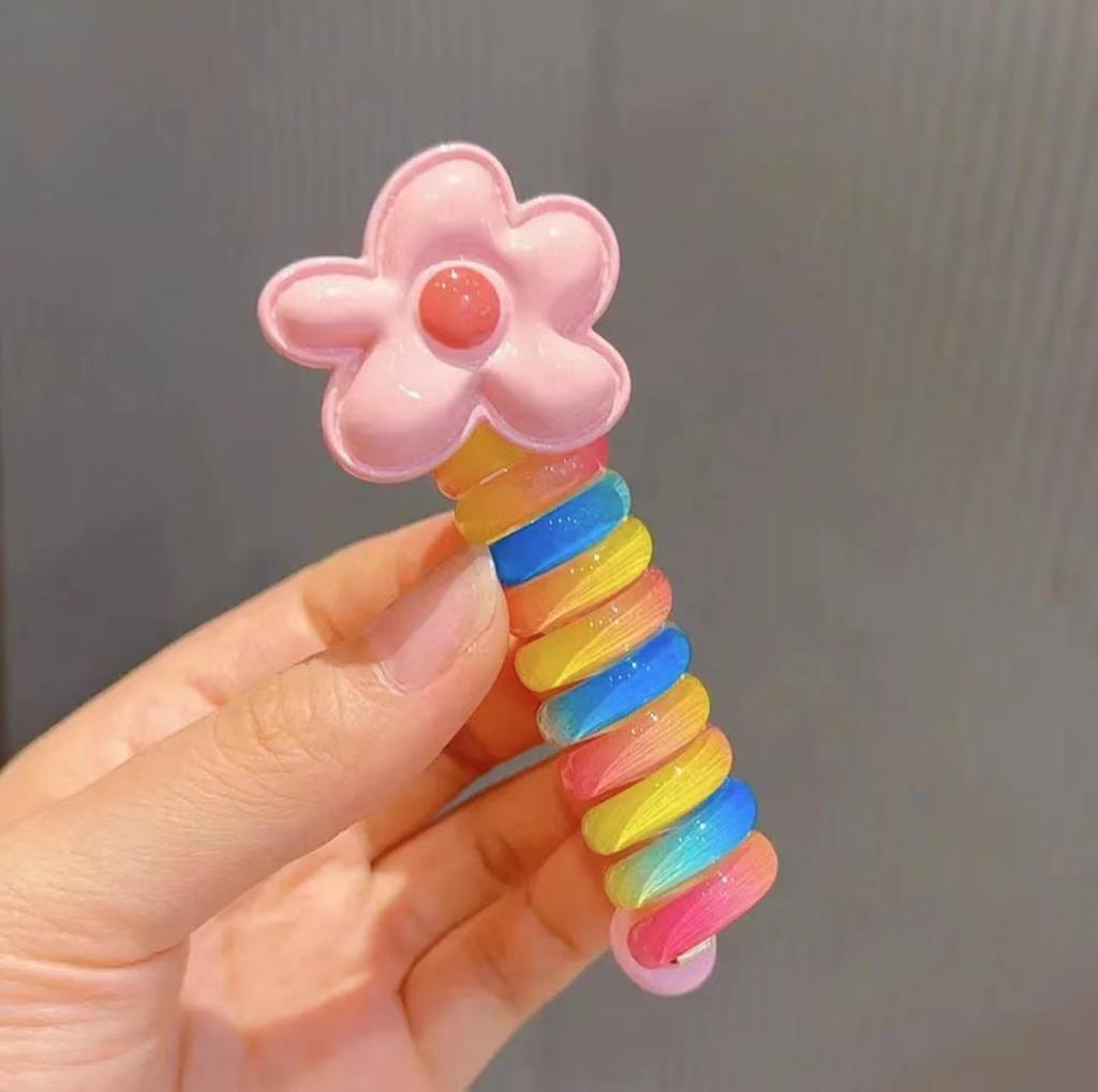 1 Stück Mädchen Elastische Gummibänder Kinder Telefonkabel Haargummis Spiralspule Haarbänder Haarband Pferdeschwanz Haar-Accessoires