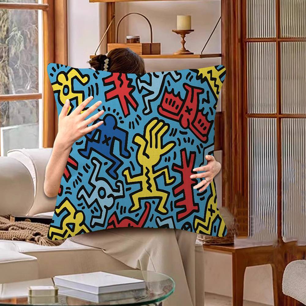 

K-Keiths H-Haring Cushion Cover Pillow Cover Decor Pillowcase Printed Cushion Case For Couch 60cmx60cm