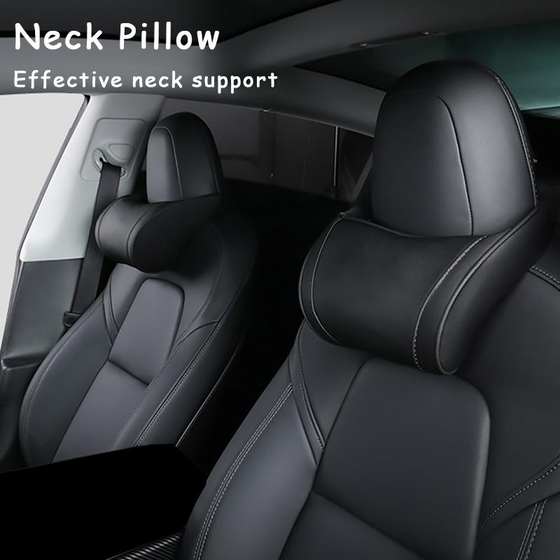 Cuscino Poggiatesta Universale per Auto Cuscino per Collo per Riposo Cuscino per Collo in Pelle Cotone a Memoria Accessorio Adatto Per Tesla Model 3 Y Collo