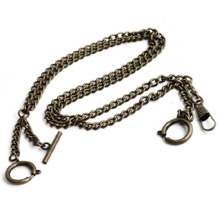 Pocket Watch Chain Double Albert Chain Classic T-Bar Watch Chain Link for Men