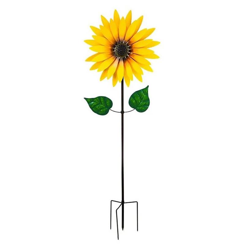 Sunflower Windmill Metal Rotating Sunflower Wind Spinner With Stake Standing Lawn Flower Pinwheel Outdoor Garden Decor Kids Toy7