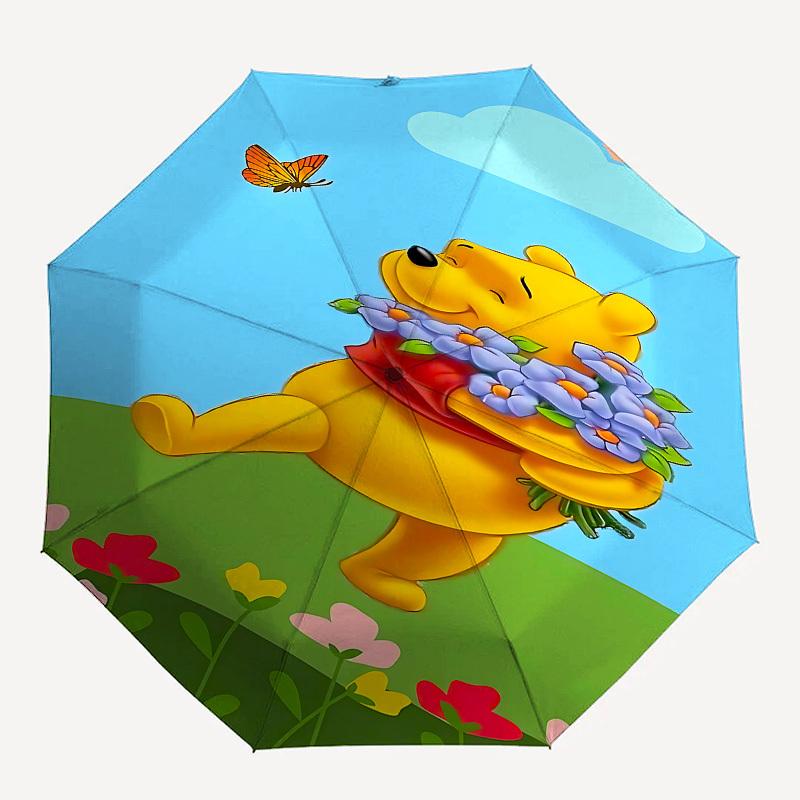 

1pc Winnie_the_Pooh Butterfly umbrella with 8 iron ribs and a plastic handle, automatic opening and closing, and daily use.1050