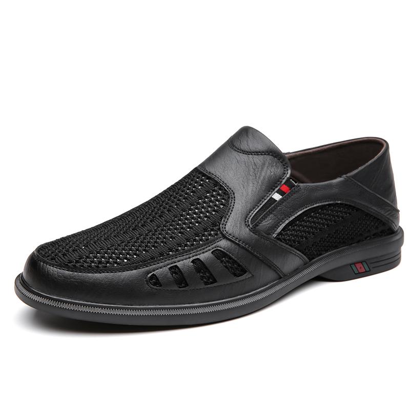 Fashion2024 Summer New Flat Shoes Hollow Breathable Men's Casual Shoes Soft Sole Durable Men's Loafers Versatile Business Shoes