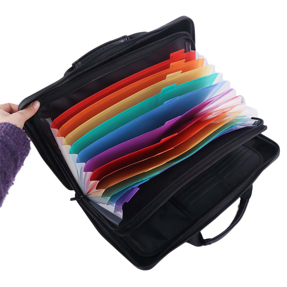 Waterproof Handheld File Bag 13 Accordion Pocket Portable Safe Storage Case  Papers