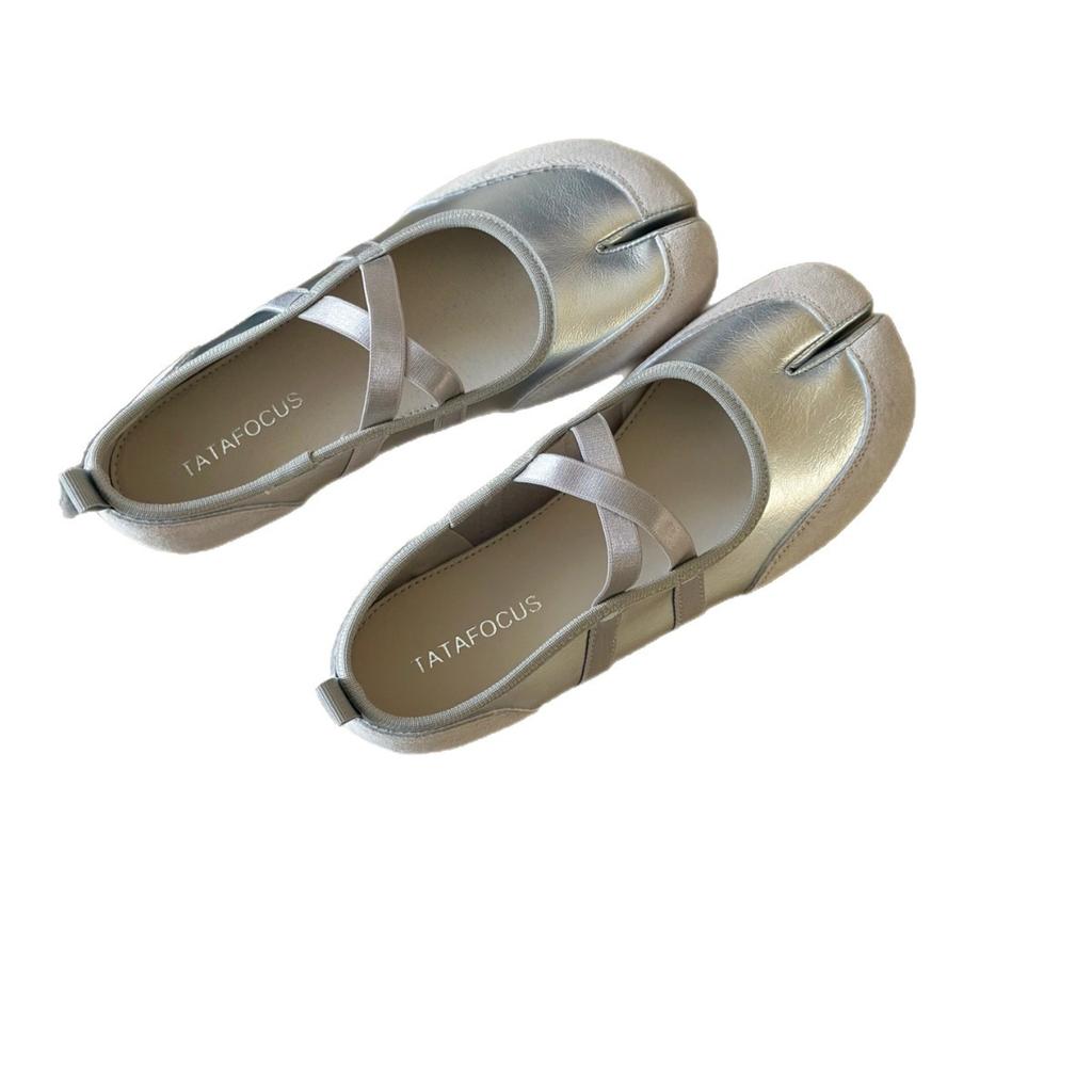 2025 Summer Korean Round Head Shallow Mouth Soft Sole Mary Jane Shoes Casual Cowhide One Word Belt Single Shoes Flat Shoes Women's Tide