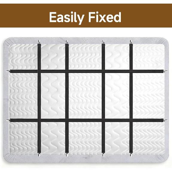 6PCS Heavy Duty Bed Sheet Straps - Adjustable Elastic Mattress Clips to Hold Sheets in Place, Fits 15" to 85" Mattresses, Secure Sheet Clips(Black)