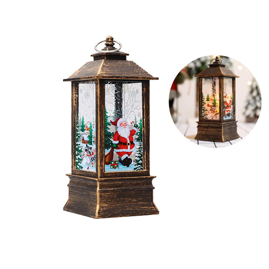 Christmas Lantern Ornament Santa Claus Snowman Elk Night Light Xmas Decorations New Year Gift