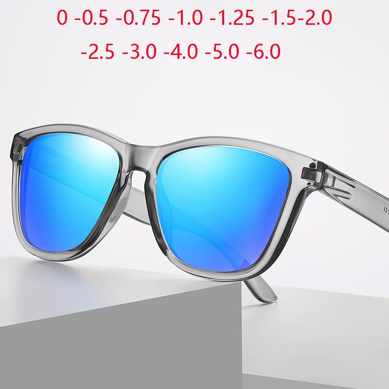 0 -0.5 -0.75 To -6.0 Colorful Lens Square Prescription Sunglasses Men Polasrized Fashion PC Frame Driving Myopia Spectacles Male