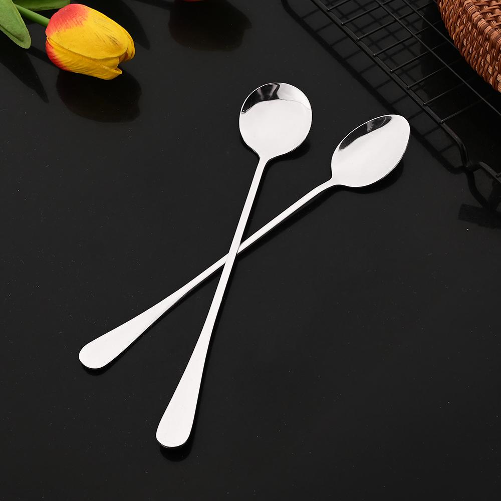 

2/6Pcs Colorful Tea Spoons Dinnerware Coffee Juice Stirring Spoon Cutlery Set Ice Cream Long Handle Scoop Tableware Kitchen Tool