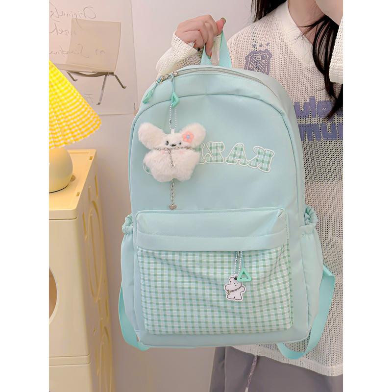 Contrasting colors cute versatile schoolbag female college student cute simple fashion backpack female junior high school student lightweight backpack
