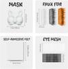 3/6Set DIY Therian Mask Kit Half Face Hand-painted Cat Mask DIY Masks Blank White Cat Mask for Carnival Masquerade Cosplay Party