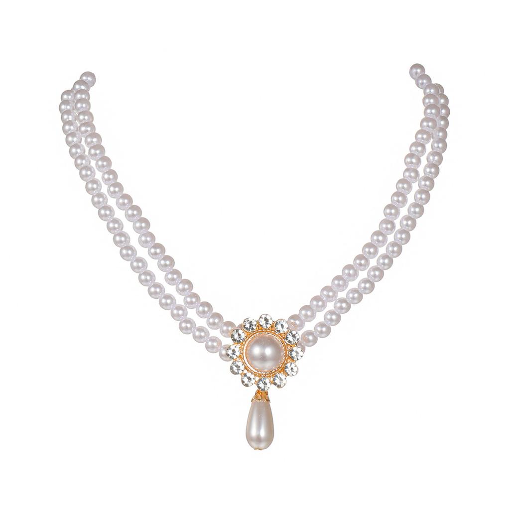 Special-Shaped Imitation Baroque Pearl Necklace Earrings Set Women'S Light Luxury Niche Simple Collarbone Chain Accessories Neck Chain