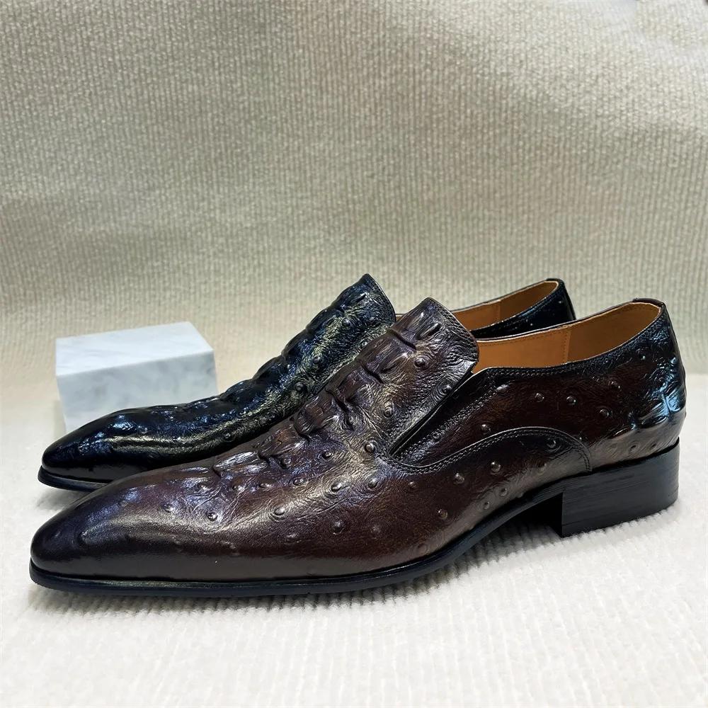 Fashion Men's Handmade Genuine Leather Python Pattern Loafers 2025 Spring Autumn Formal Oxford Wedding Shoes Office Footwear
