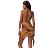 Ins Women's Clothing European and American Style Sexy V-neck Neck Slim and Thin Mesh Printing Dress Fashionable Holiday Style