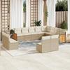 Vidaxl 12-Cz. Gartenmöbel-Set mit Kissen, Beige, Polyrattan