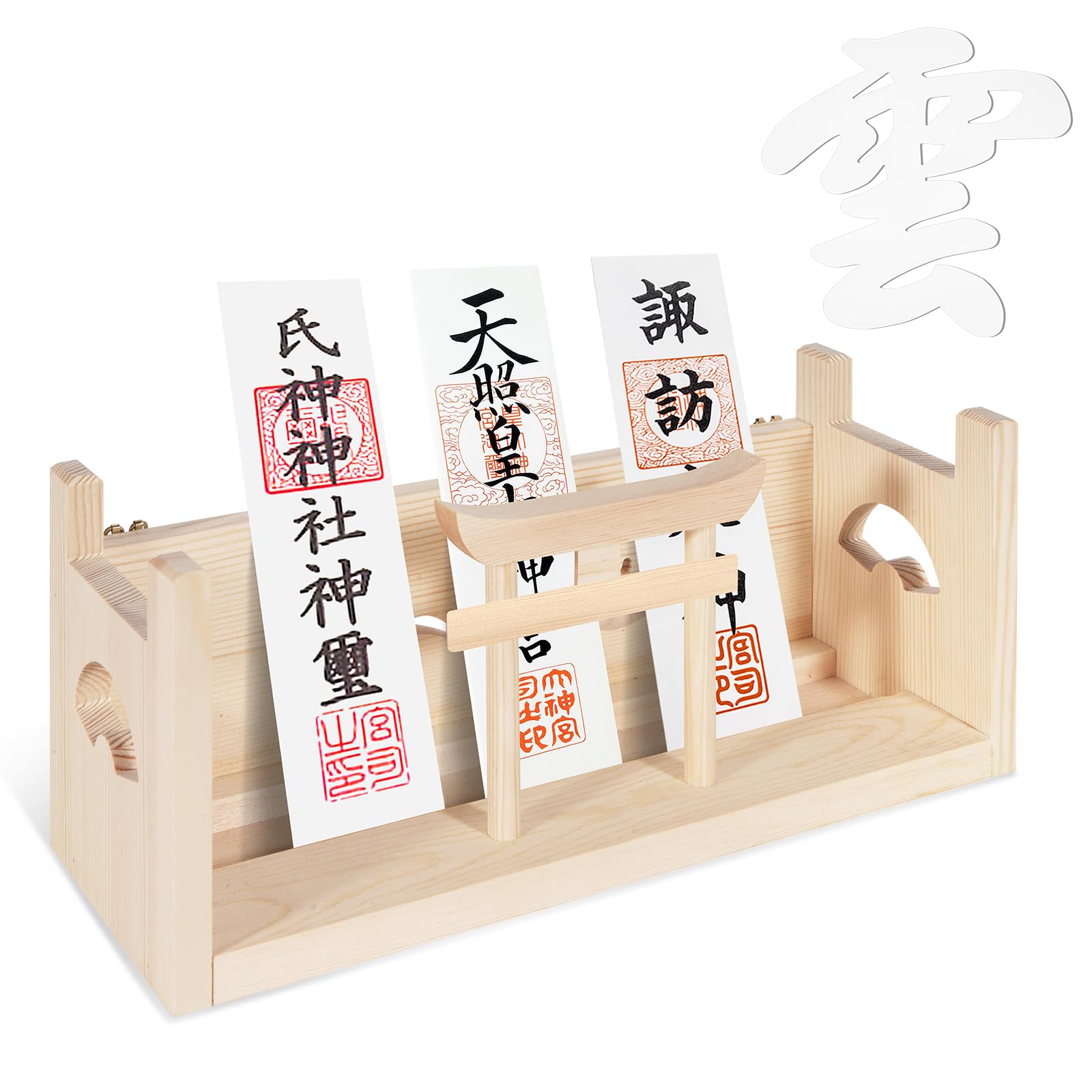 

KamiWrap Shinto Shrine with Cloud Panel, Modern Wall-MountedTabletop Use, Natural Wood Amulet Holder, Compact, Suitable for Rentals, Pray for Health