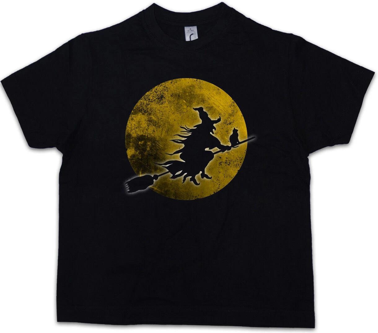 WITCH MOON Kids Boys T-Shirt Walpurgis Night Halloween Cat Blocksberg Witch- 120
