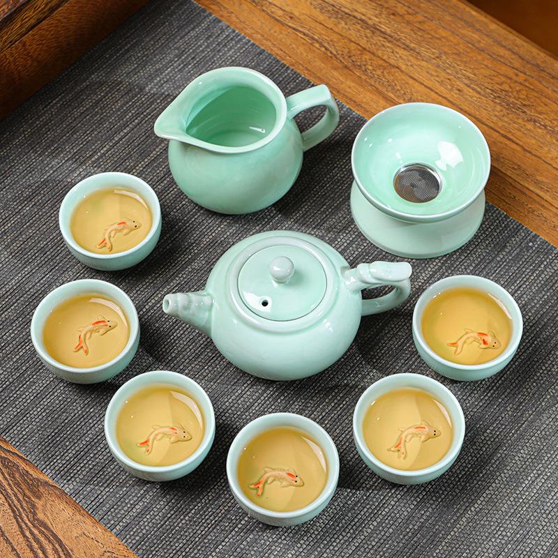 Celadon Kung Fu Tea Set Home Business Event Souvenir Portable Tea Set With Gift Box