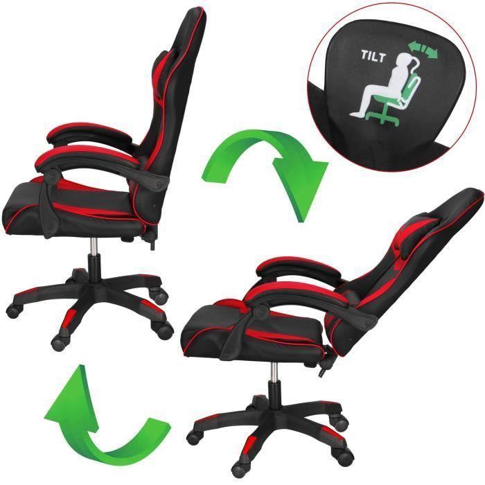 Springos® Fauteuil De Gaming Ergonomique - Pivotant Et Réglable Avec Appui-Tête, Coussin Lombaire Et Repose-Pieds, Chaise De Bureau