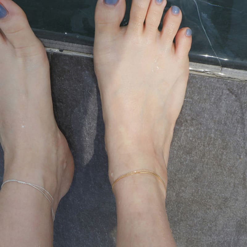 modernlike 14k gold-filled silver line chain double-row anklet