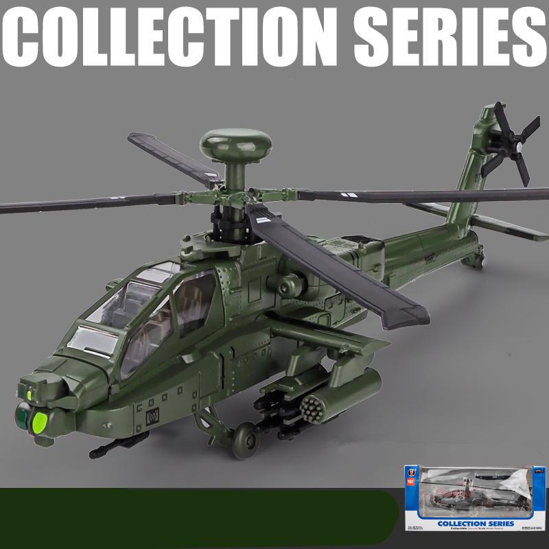 Neues Amerika Ah-64 Apache Utility Legierung Hubschrauber Flugzeug Modell Simulation Metall Flugmodell Ton und Licht Kinderspielzeug Geschenk black