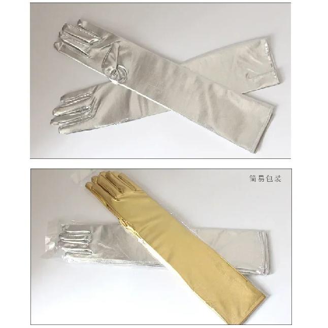 Long Patent Leather Gloves Sexy Coated Gloves Gold Silver Glossy Leather Long Gloves Steel Pole Stage Performance Gloves Y2k