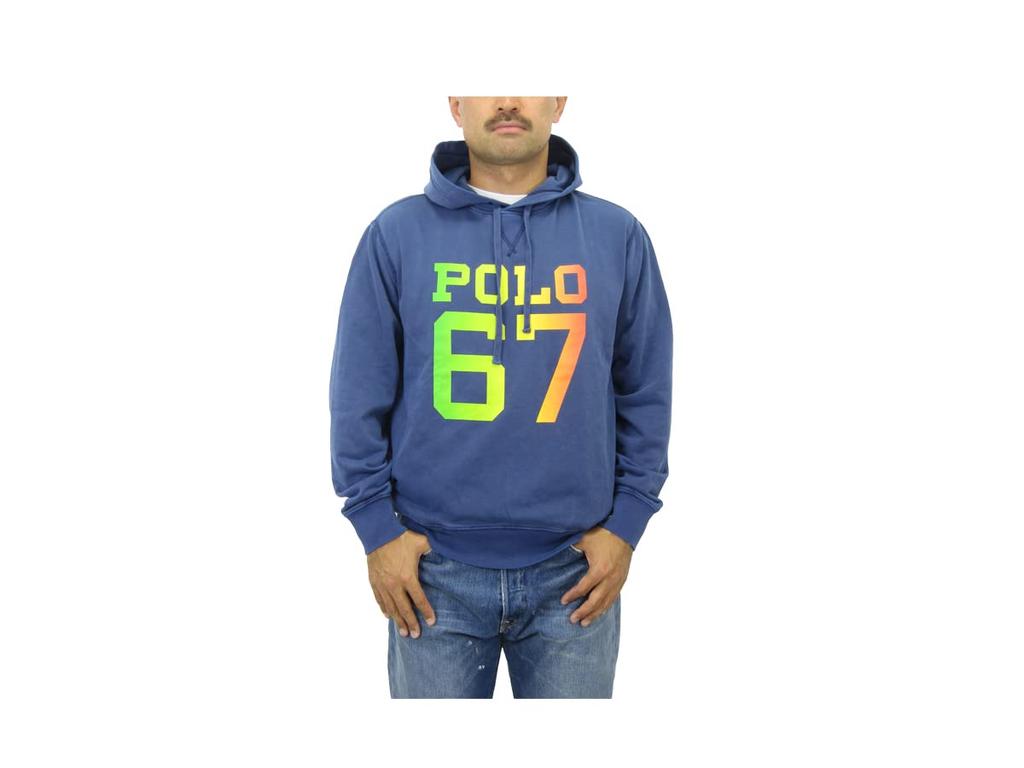 Polo Ralph Lauren Vintage Polo Logo Print Pullover Sweatshirt Men's Hoodie, 0102954-XL-NAVY [Used]