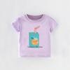 Girls' Summer Cartoon Print Round Neck T-Shirt