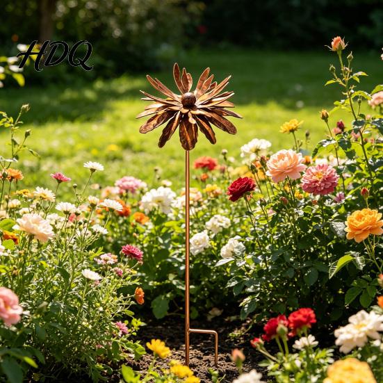 Artistic Outdoor Stake Vintage Rusty Cornflower Ground Stake 24 Inch Metal Wire Art Rustic Garden Decoration Decor Sculptures for Lawns Yard