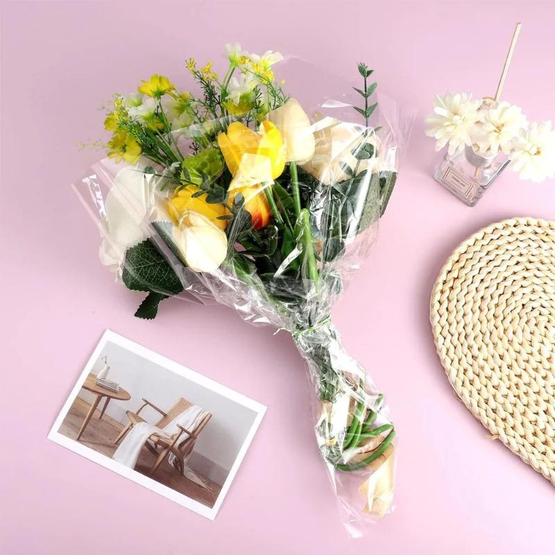 50CM*20M Transparent Flower Wrapping Paper Roll for Handmade Bouquet Gift Packaging Eco-Friendly Packaging Film for Flower Shops