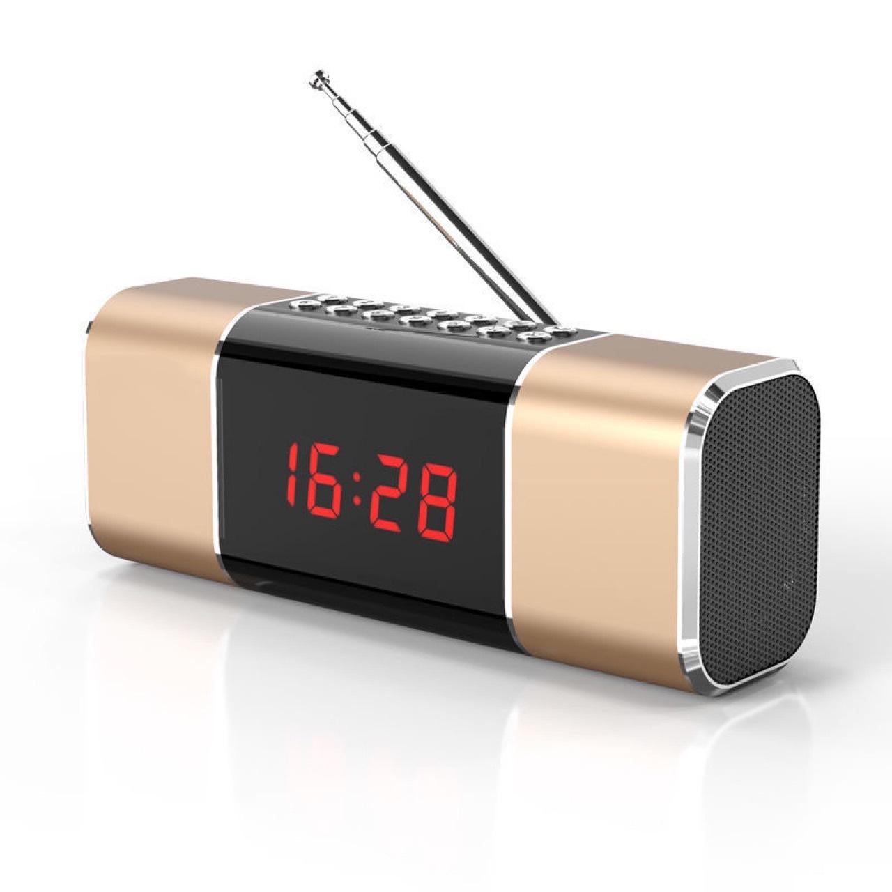 

Small Digital FM Radio with Bluetooth Speaker, Portable Rechargeable USB/SD Card MP3 Player Radio with Wireless Speaker and Headphone Jack золотий