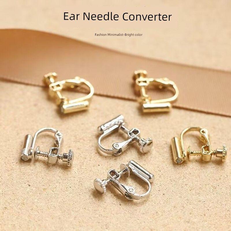 

Universal Pin Ear Clip Converter Ornament Accessories DIY 10 gold screw pins (send anti-pain cushion