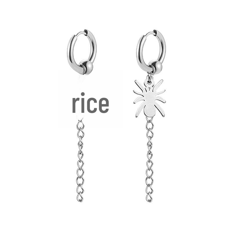 Black Series Titanium Steel Punk Style Earrings - Unisex, Korean Fashion, Unique Design
